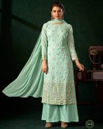 Women's Pure Visocose Embrodiery Party Wear Semi Stitched Salwar Kameez For Wholesale