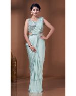 Ready To Wear Partywear Imported Lycra Saree With Stiched Blouse