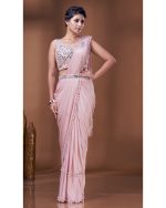 Ready To Wear Partywear Imported Lycra Saree With Stiched Blouse