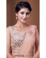 Ready To Wear Partywear Imported Lycra Saree With Stiched Blouse