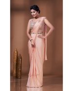 Ready To Wear Partywear Imported Lycra Saree With Stiched Blouse