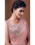 Ready To Wear Partywear Imported Lycra Saree With Stiched Blouse