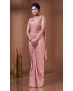Ready To Wear Partywear Imported Lycra Saree With Stiched Blouse