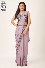Celebrity Style Fancy Ready To Wear Saree with Readymade Blouse And Bonding Sparkle Belt