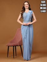 Women's Imported Fabric Ready To Wear Saree With Stitched Blouse Pre Stitched Saree Pre Draped Saree Pre Pleated Saree 1 Minute Saree Instant Saree