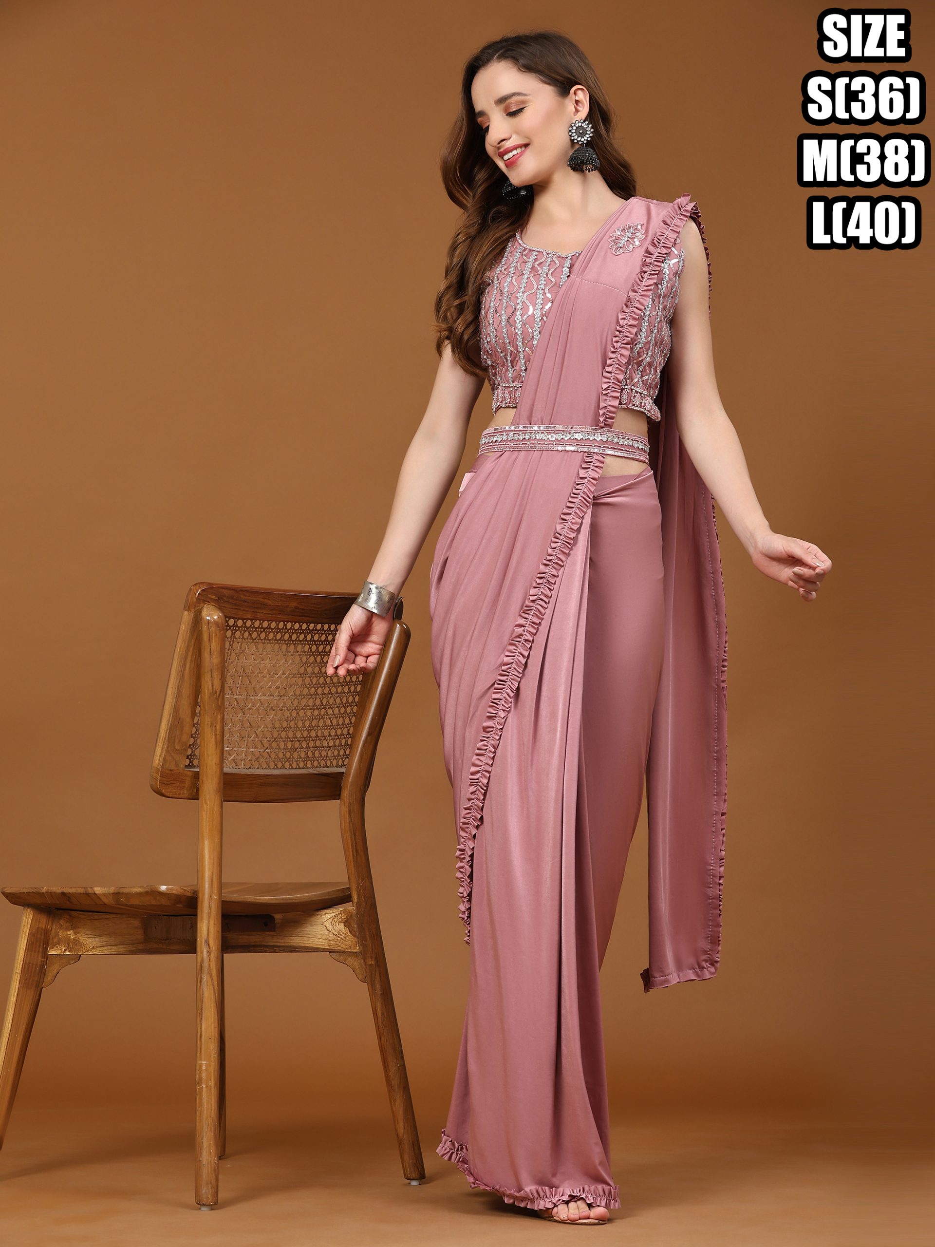 Women's Imported Fabric Ready To Wear Saree With Stitched Blouse Pre Stitched Saree Pre Draped Saree Pre Pleated Saree 1 Minute Saree Instant Saree