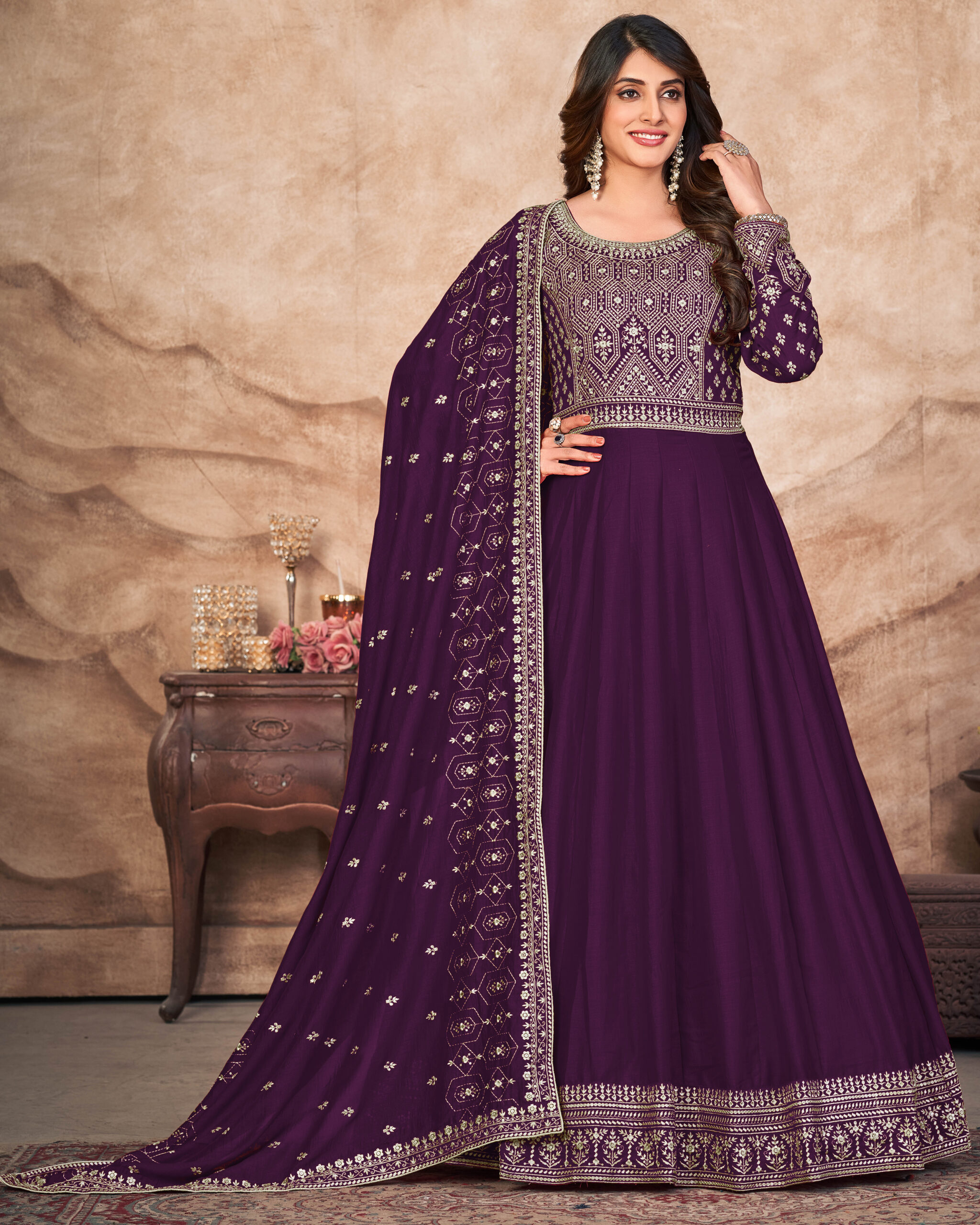 Presenting Partywear Art Silk Long Gown Collection