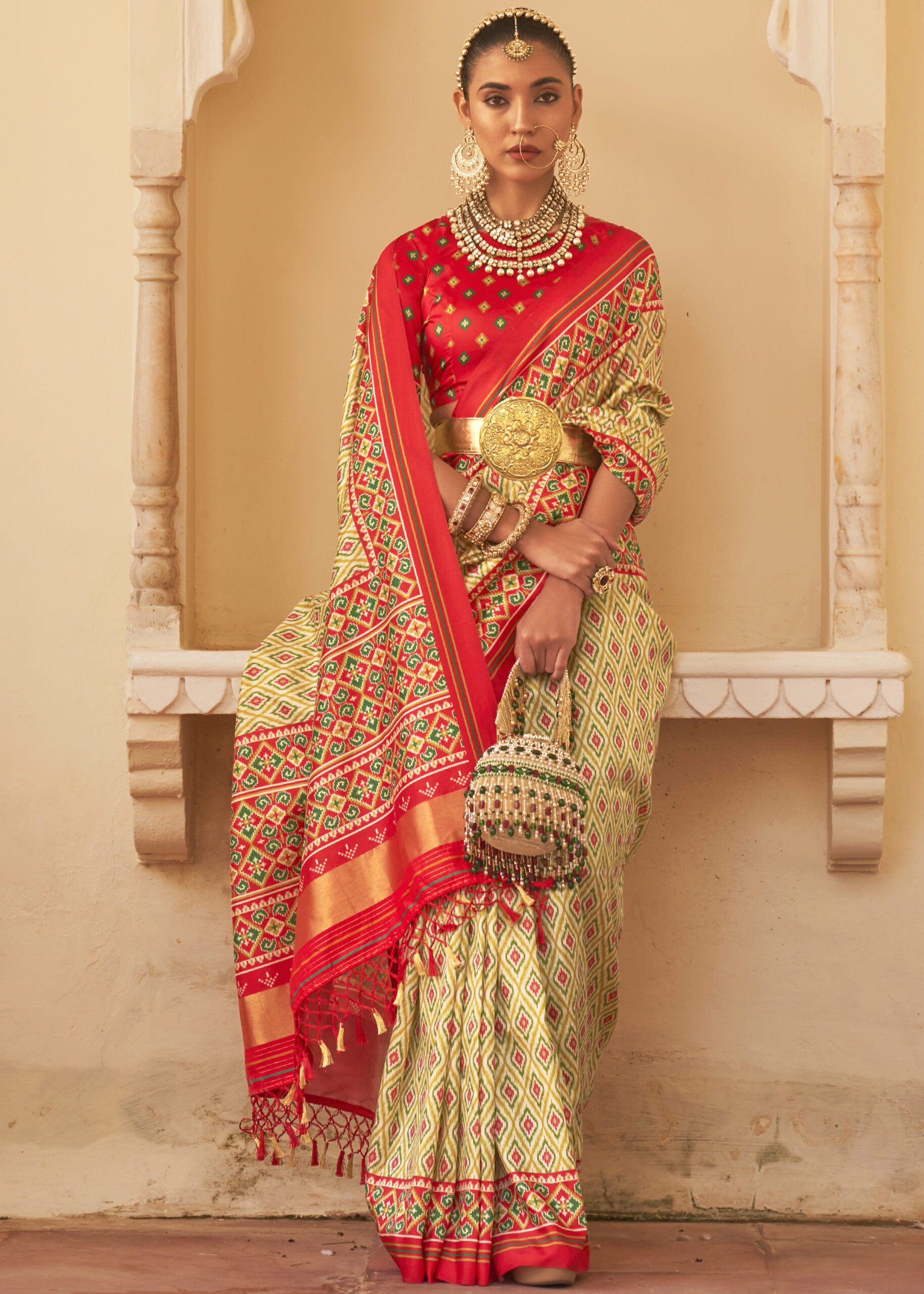 Tussar Silk Contemporary Un Stitched Saree