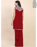 Women's Fancy Embrodiery Ready To Wear Saree With Long Shrug & Blouse