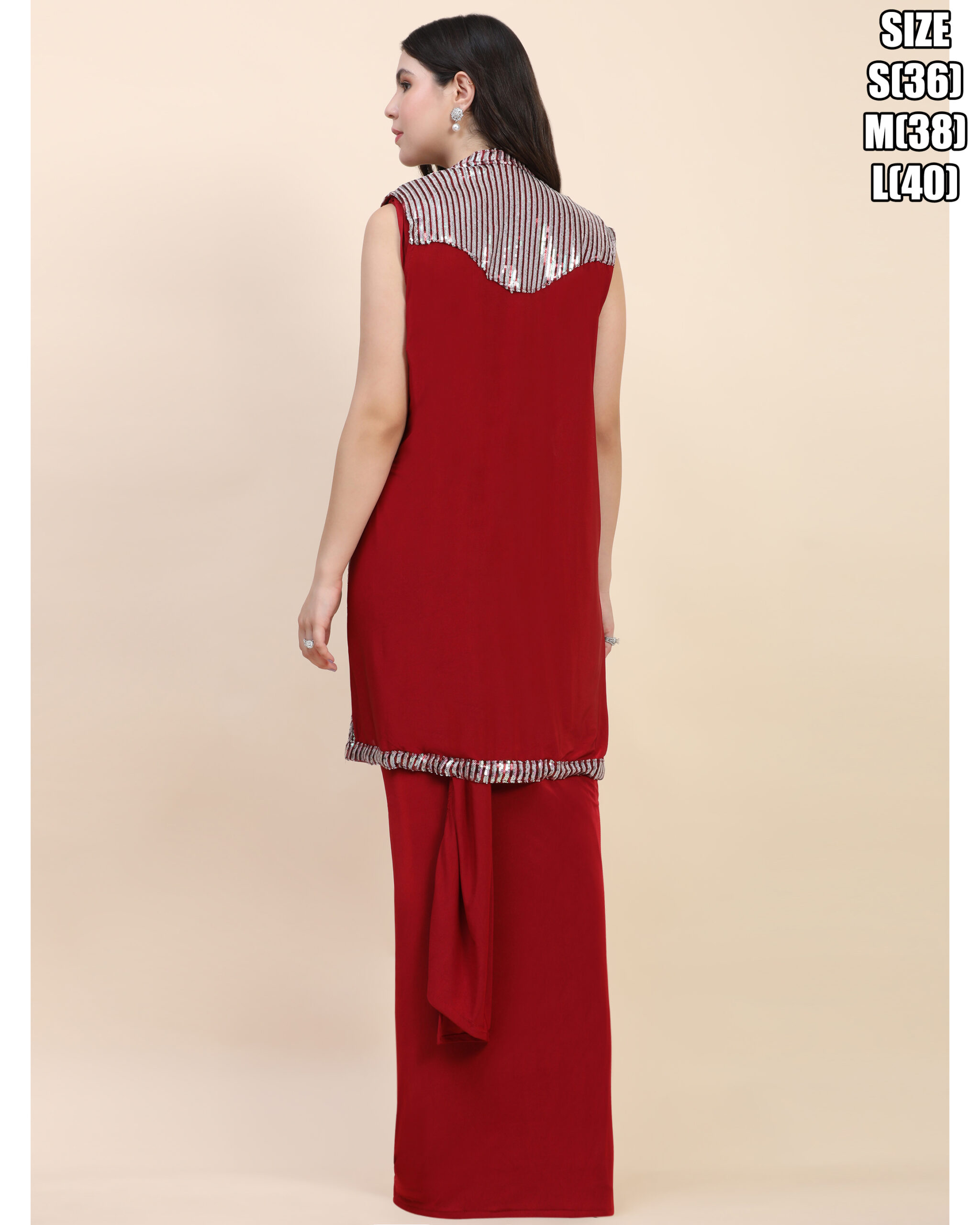 Women's Fancy Embrodiery Ready To Wear Saree With Long Shrug & Blouse