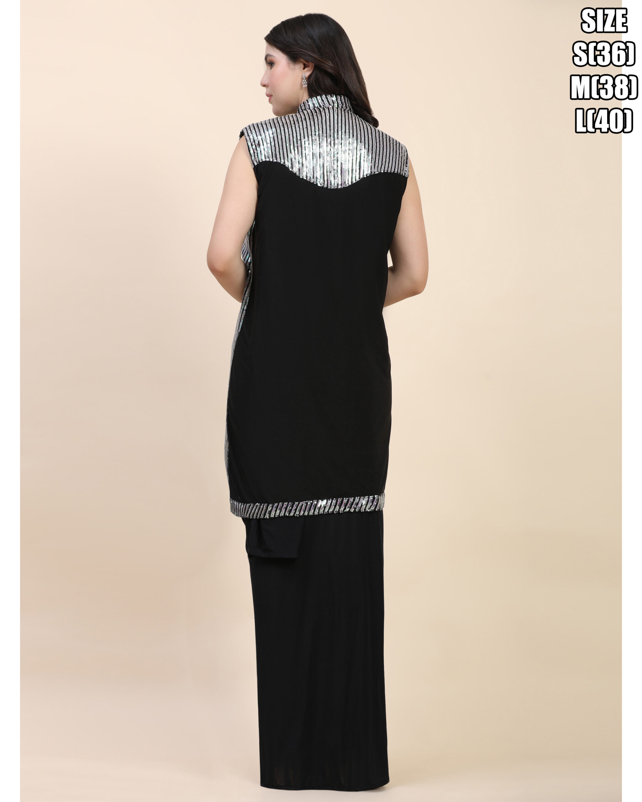 Women's Fancy Embrodiery Ready To Wear Saree With Long Shrug & Blouse