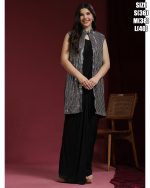 Women's Fancy Embrodiery Ready To Wear Saree With Long Shrug & Blouse