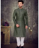 Presenting Readymade Slub Silk Mens Wear Kurta With Payjama
