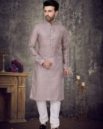 Presenting Readymade Slub Silk Mens Wear Kurta With Payjama