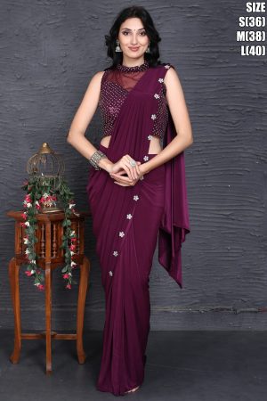 Grace and Glamour Unite: Saree in Imported Fabric with Diamond Work Border, Accompanied by a Blouse featuring Exquisite Diamond Work and Sequin Embroidery