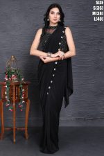 Grace and Glamour Unite: Saree in Imported Fabric with Diamond Work Border, Accompanied by a Blouse featuring Exquisite Diamond Work and Sequin Embroidery