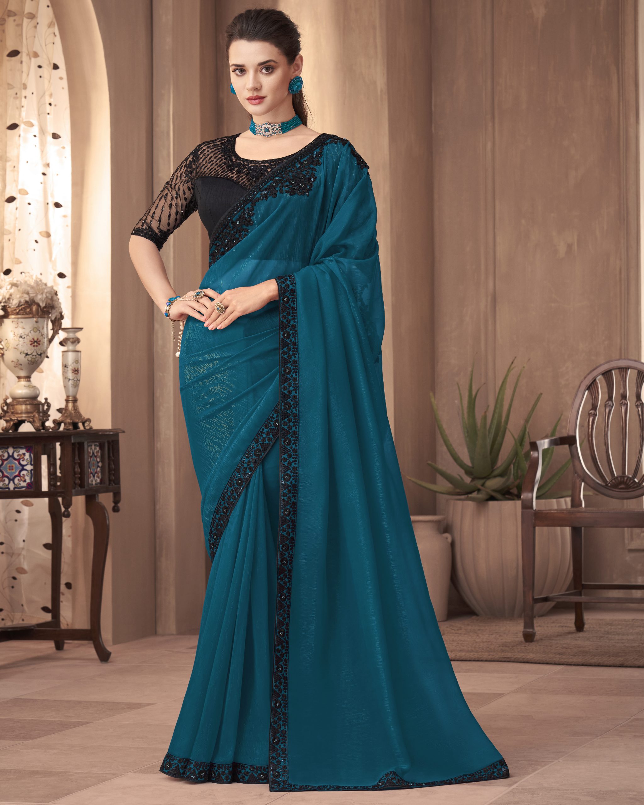 Embrace Ethereal Elegance Georgette Silk Saree And Unstitched Blouse