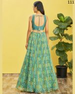 Wome's Organza Thread Work Semi Stitched Designer Crop Top Lehenga Choli