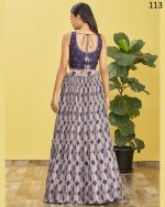 Wome's Organza Thread Work Semi Stitched Designer Crop Top Lehenga Choli
