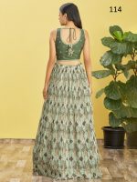 Wome's Organza Thread Work Semi Stitched Designer Crop Top Lehenga Choli