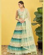 Wome's Organza Thread Work Semi Stitched Designer Crop Top Lehenga Choli