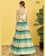 Wome's Organza Thread Work Semi Stitched Designer Crop Top Lehenga Choli