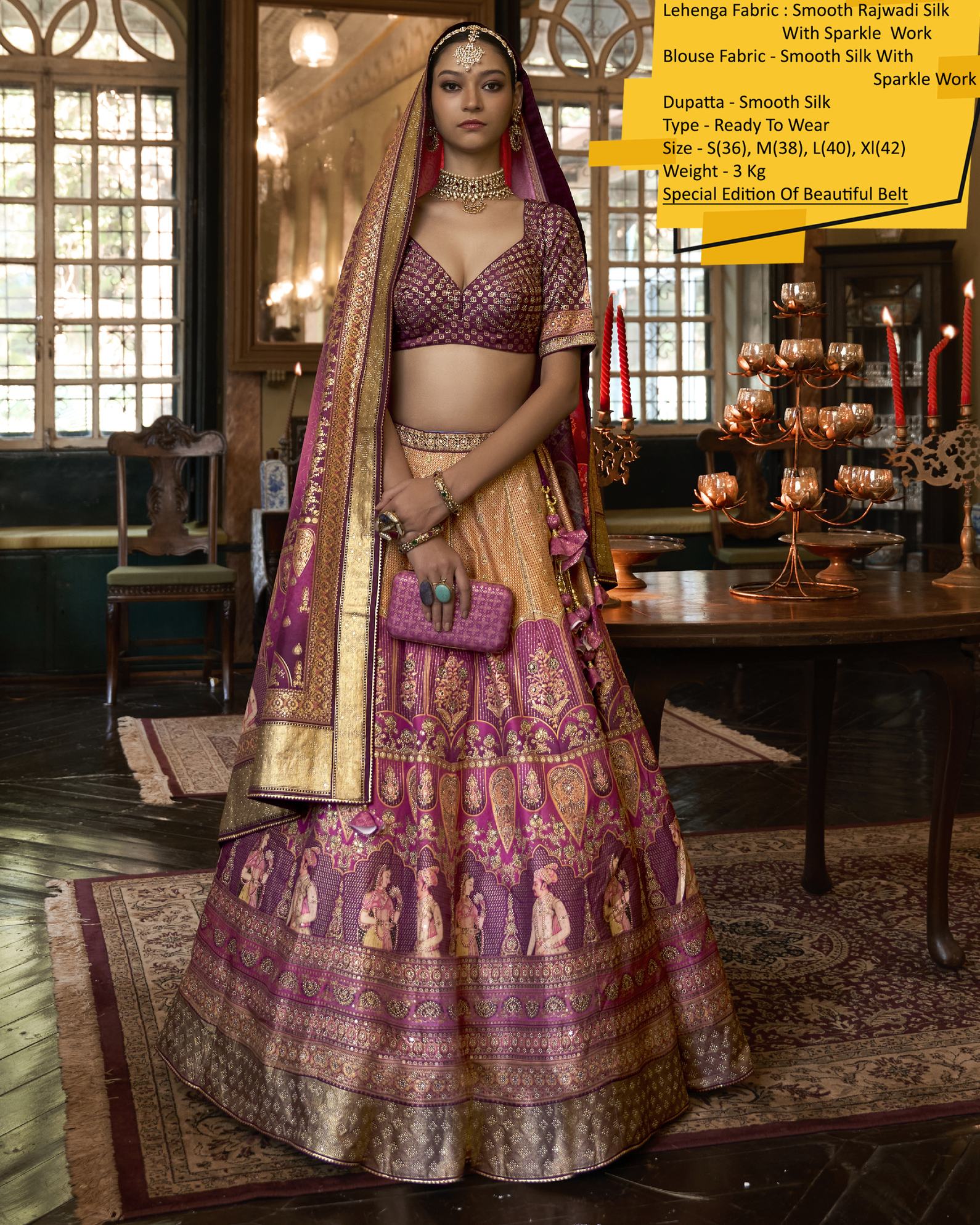 Designer Banarasi Bridal Lehenga Stitched In Smooth Rajwadi Silk With Weaving & Embroidery Work Embrace Elegance And Make A Statement