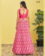 Wome's Organza Thread Work Semi Stitched Designer Crop Top Lehenga Choli