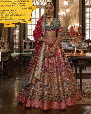 Designer Banarasi Bridal Lehenga Stitched In Smooth Rajwadi Silk With Weaving & Embroidery Work Embrace Elegance And Make A Statement