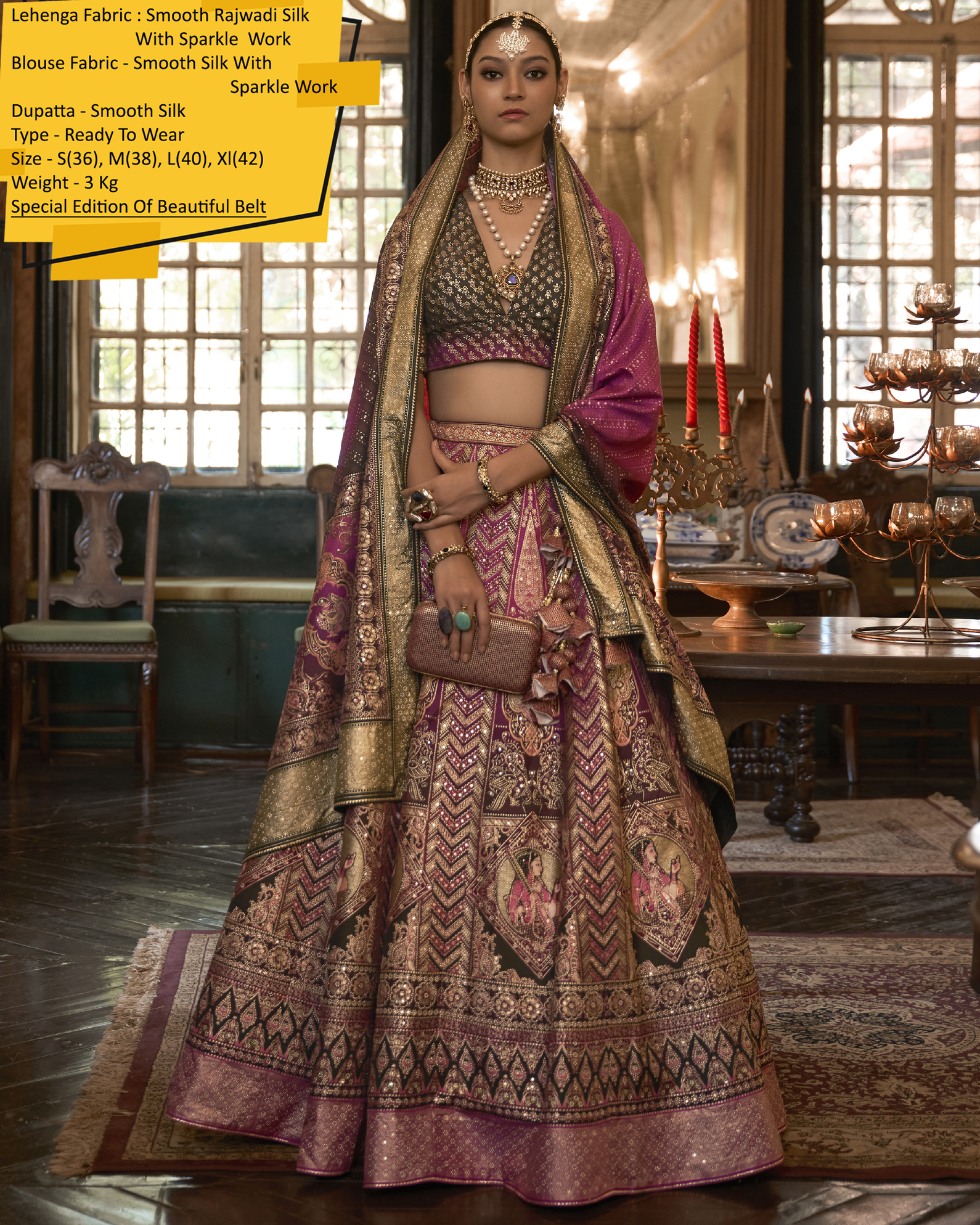 Designer Banarasi Bridal Lehenga Stitched In Smooth Rajwadi Silk With Weaving & Embroidery Work Embrace Elegance And Make A Statement