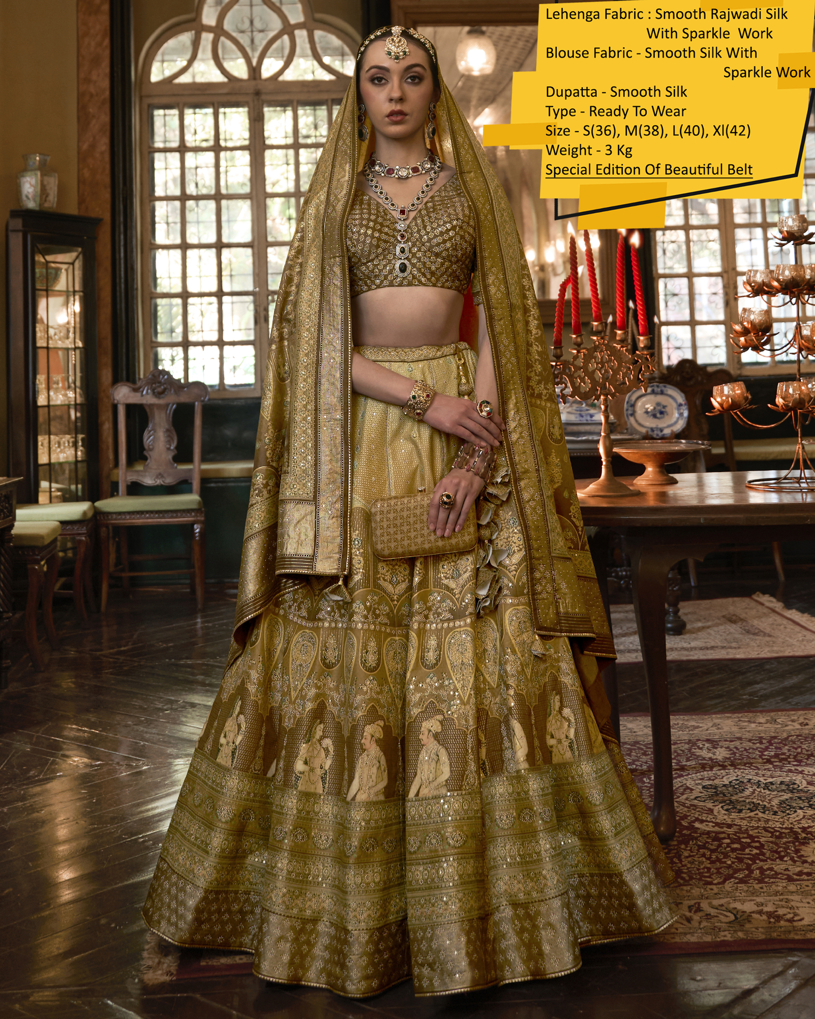 Designer Banarasi Bridal Lehenga Stitched In Smooth Rajwadi Silk With Weaving & Embroidery Work Embrace Elegance And Make A Statement