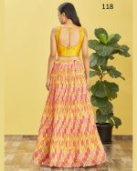 Wome's Organza Thread Work Semi Stitched Designer Crop Top Lehenga Choli