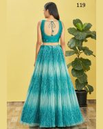 Wome's Organza Thread Work Semi Stitched Designer Crop Top Lehenga Choli