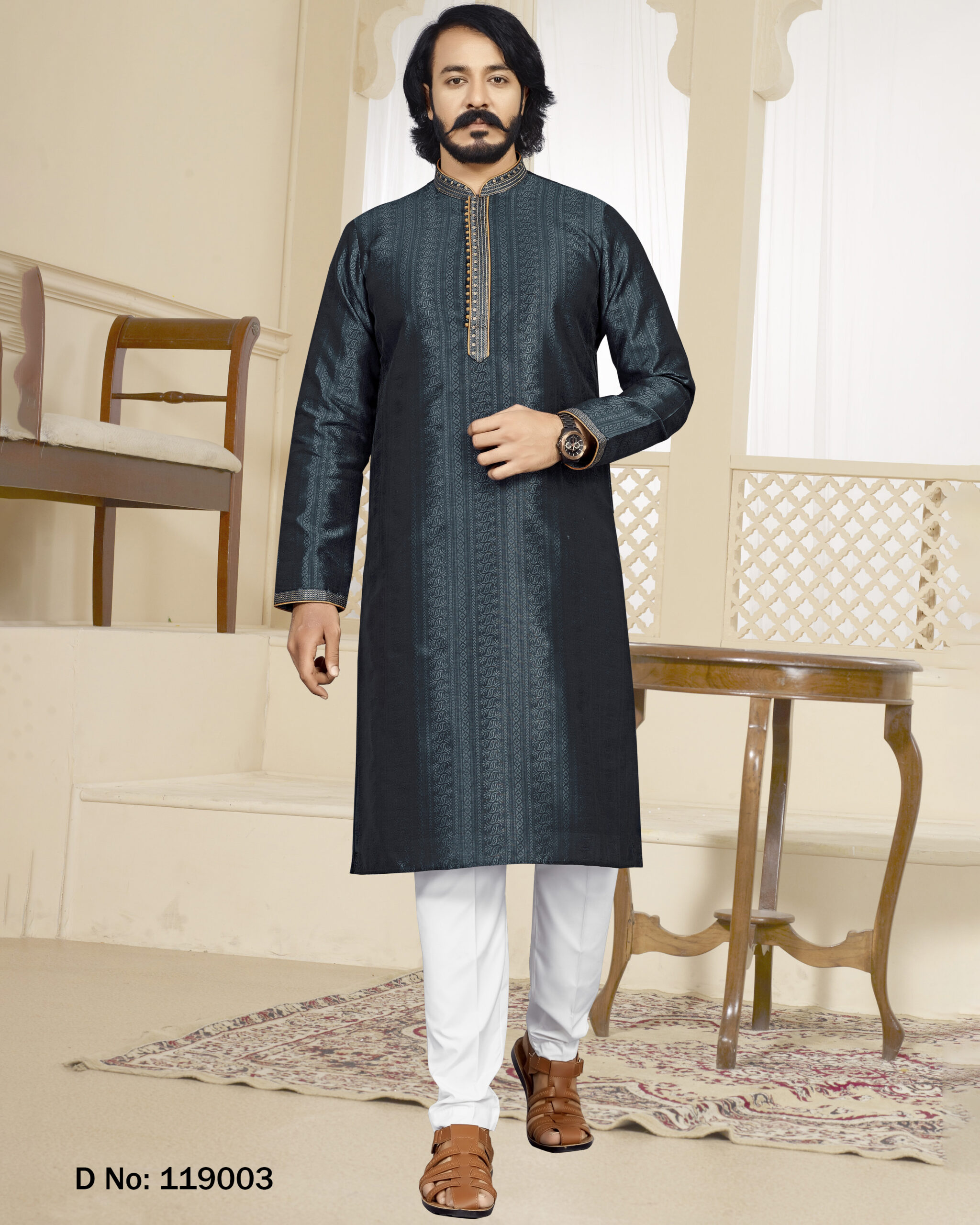 Readymade Jacquard Silk Men's Wear Kurta With Pyjama