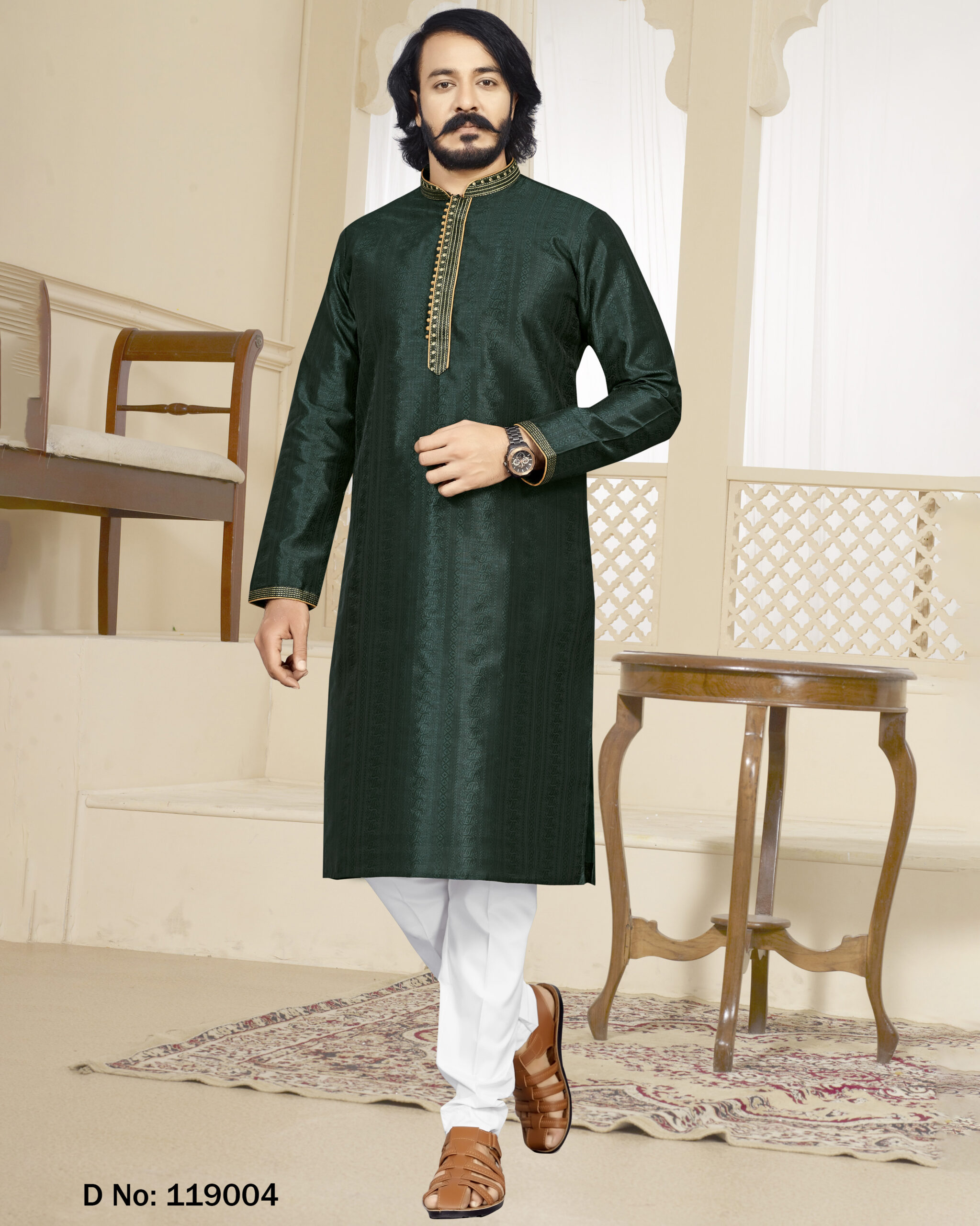 Readymade Jacquard Silk Men's Wear Kurta With Pyjama