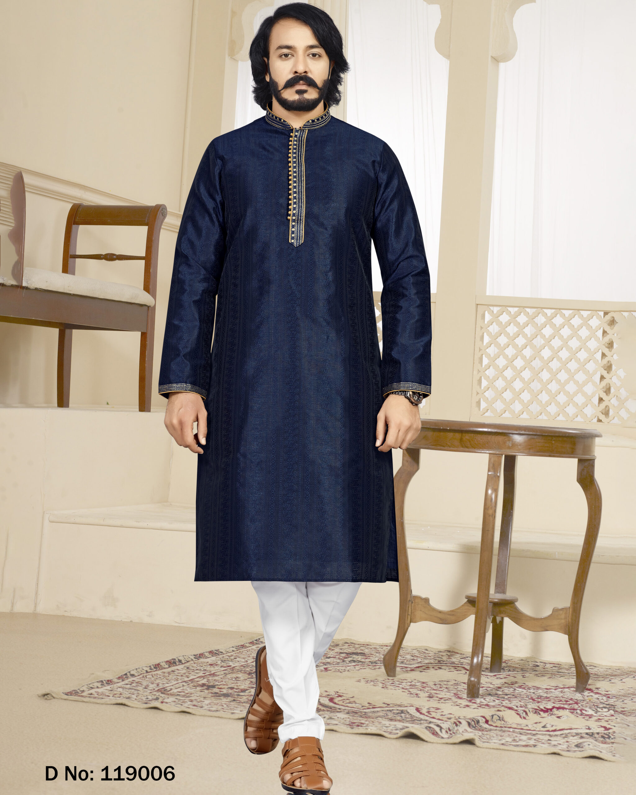 Readymade Jacquard Silk Men's Wear Kurta With Pyjama