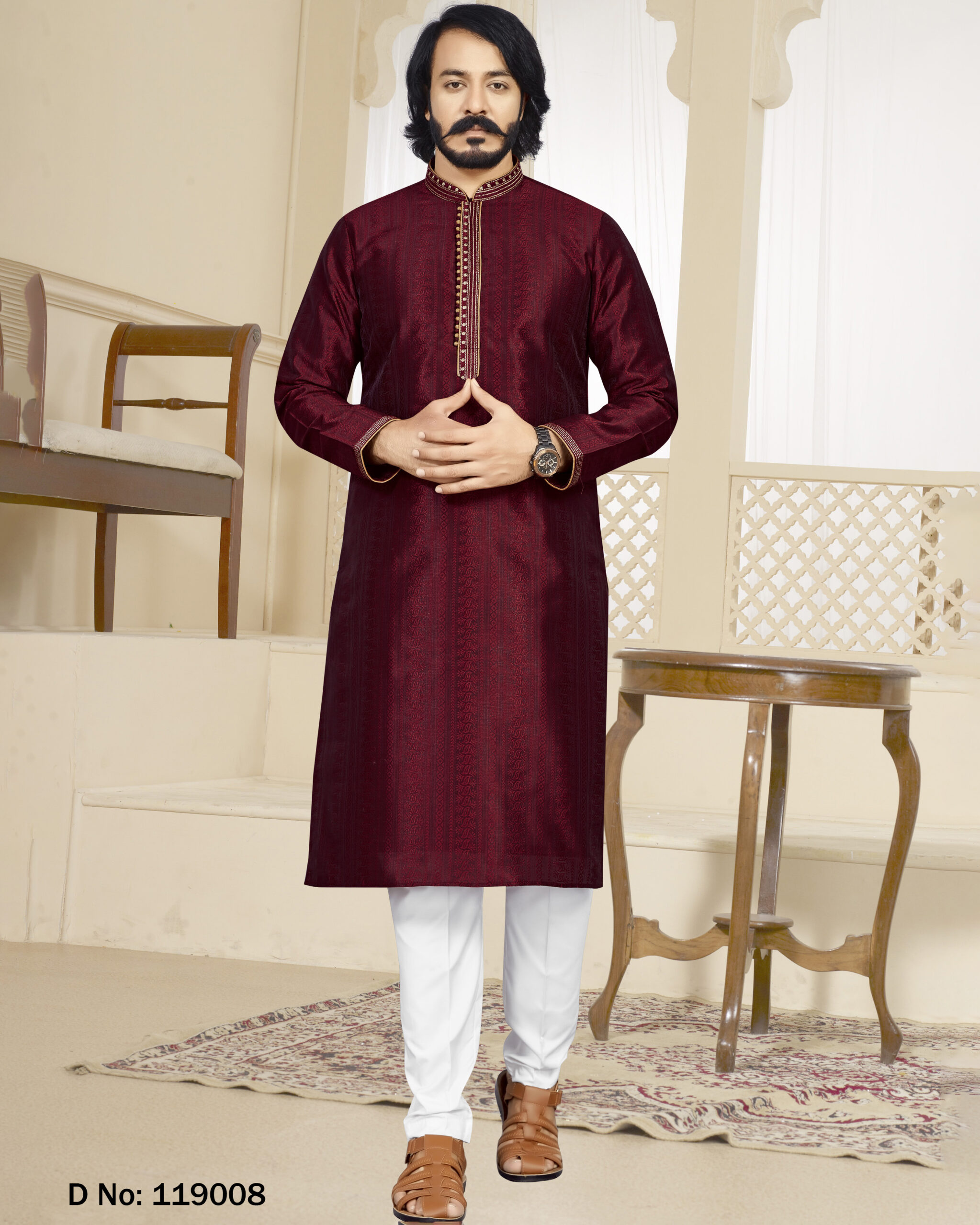 Readymade Jacquard Silk Men's Wear Kurta With Pyjama