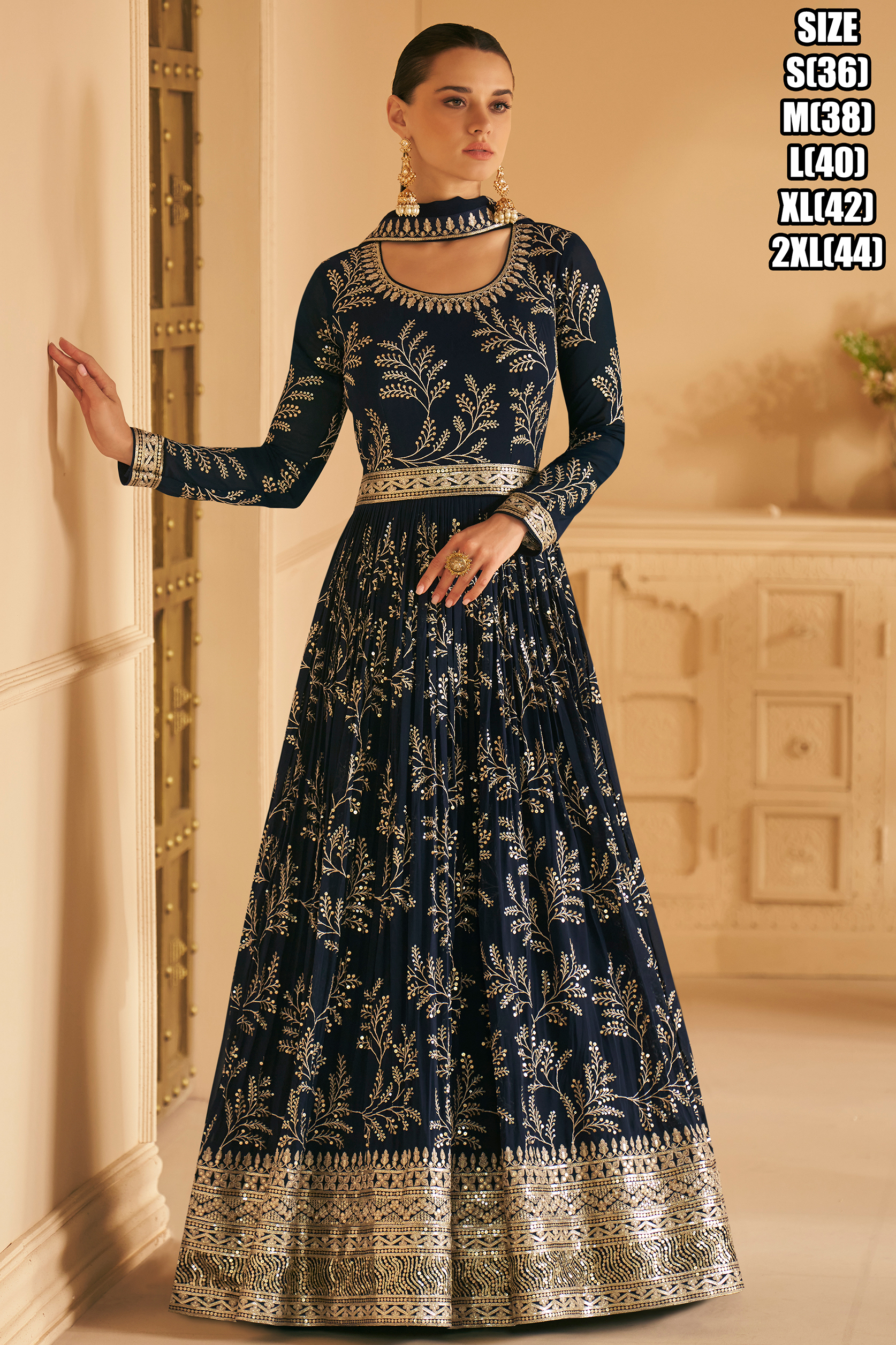 Ready To Wear Real Georgette Heavy Embroidery Gown And Dupatta