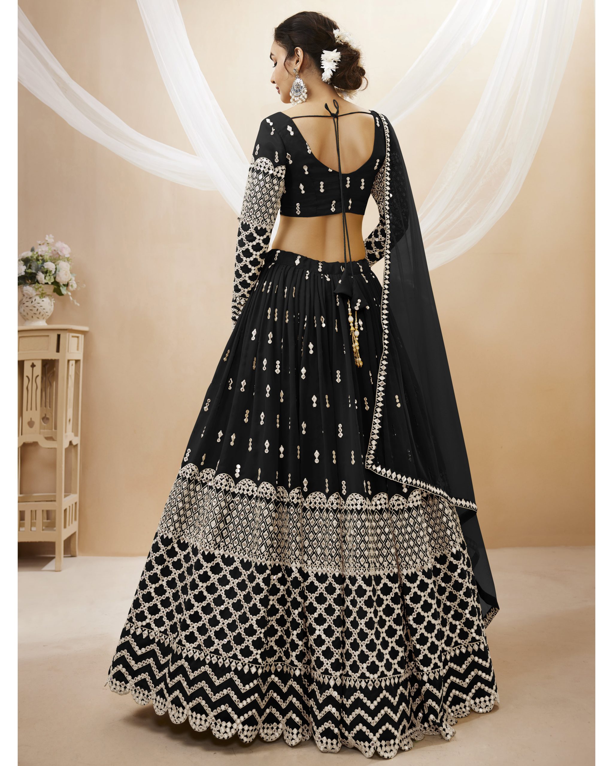 Create Your Dream Lehenga Semi-stitched Georgette Lehenga Fabric Georgette Choli And Georgette Dupatta Embellished With Sequin Embroidery