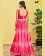 Wome's Organza Thread Work Semi Stitched Designer Crop Top Lehenga Choli