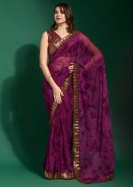 Unveiling The Epitome Of Elegance Marble Chiffon Saree- With Embroidery Border And Stunning Mono Manglori Blouse