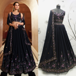 Floral Printe With Sequins Embroidered With Mirror Work Georgette Festive & Party Wear Semi Stitched Lehenga