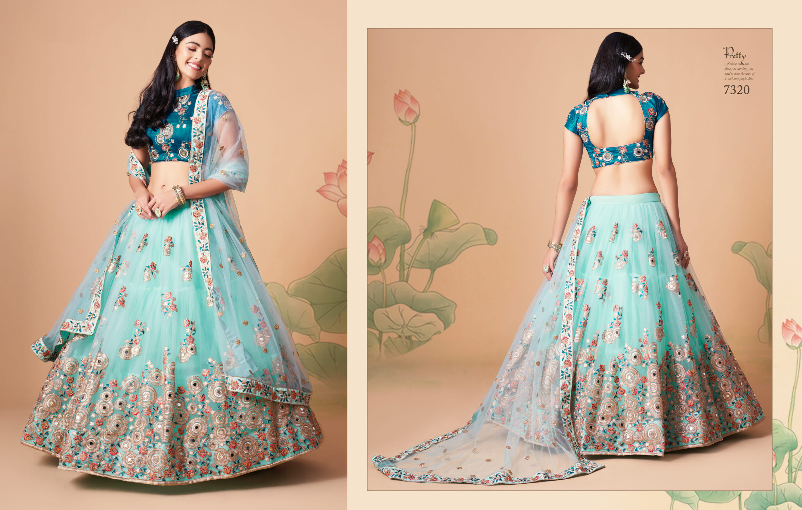 Glamorous Mirror Work Net Wedding Wear Lehenga Choli