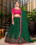Stylish Party Wear Semi Stitched Chinon Heavy Embroidery Lehenga Choli Perfect For Your Special Occasion Outfits .