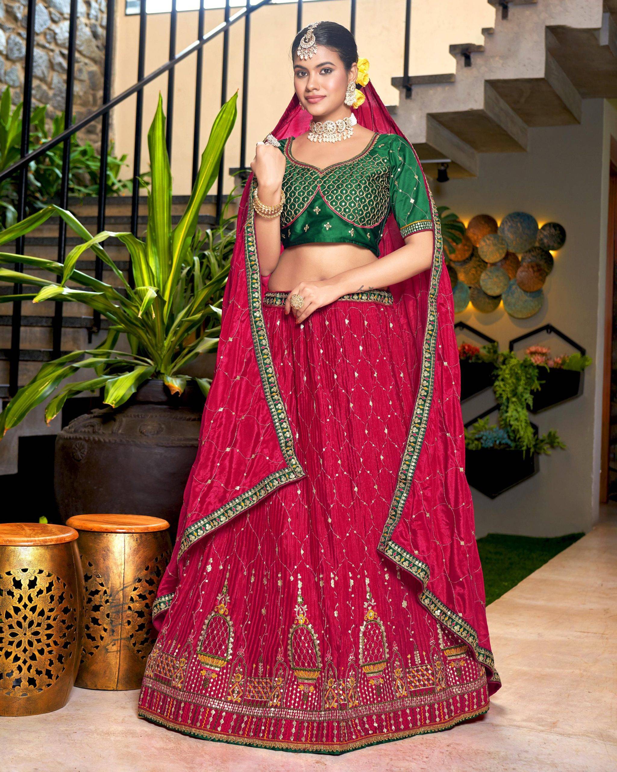 Stylish Party Wear Semi Stitched Chinon Heavy Embroidery Lehenga Choli Perfect For Your Special Occasion Outfits .