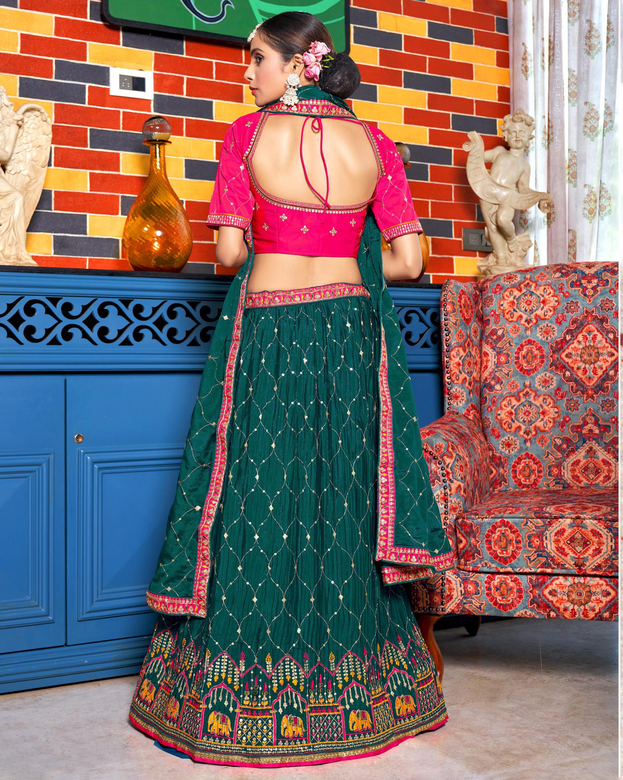 Stylish Party Wear Semi Stitched Chinon Heavy Embroidery Lehenga Choli Perfect For Your Special Occasion Outfits .