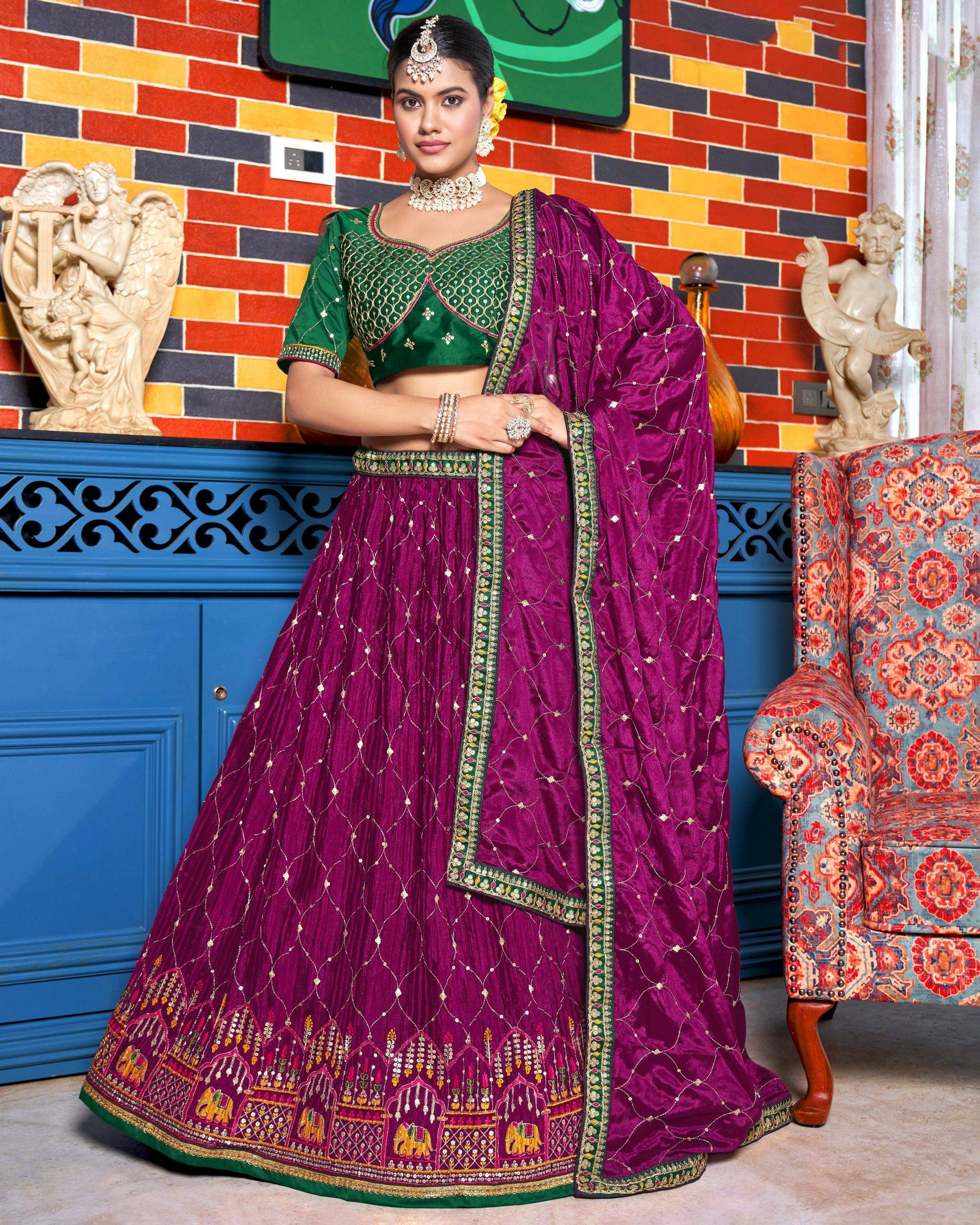 Stylish Party Wear Semi Stitched Chinon Heavy Embroidery Lehenga Choli Perfect For Your Special Occasion Outfits .