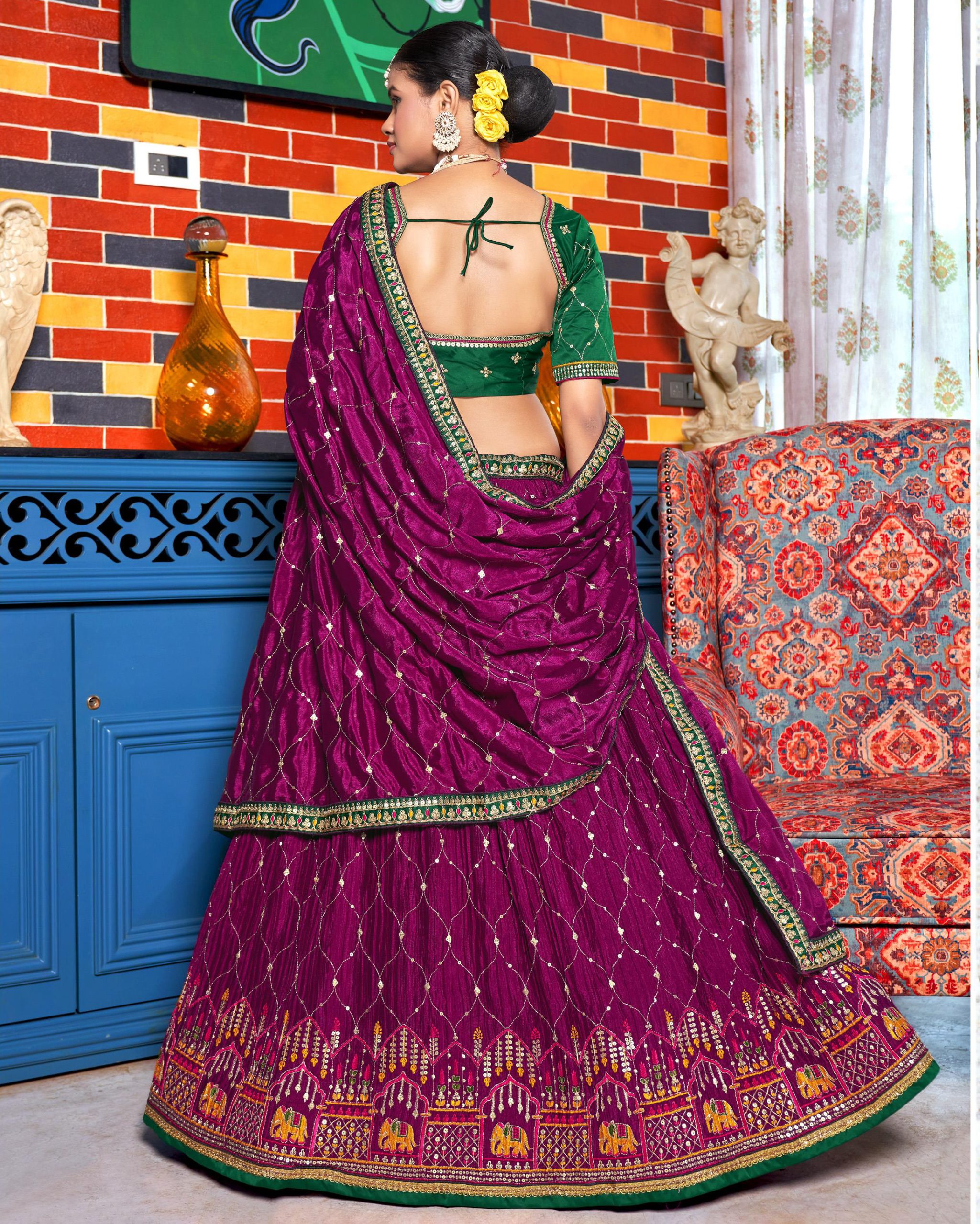 Stylish Party Wear Semi Stitched Chinon Heavy Embroidery Lehenga Choli Perfect For Your Special Occasion Outfits .