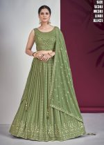Readymade Embroidered Georgette Party Wear Lehenga