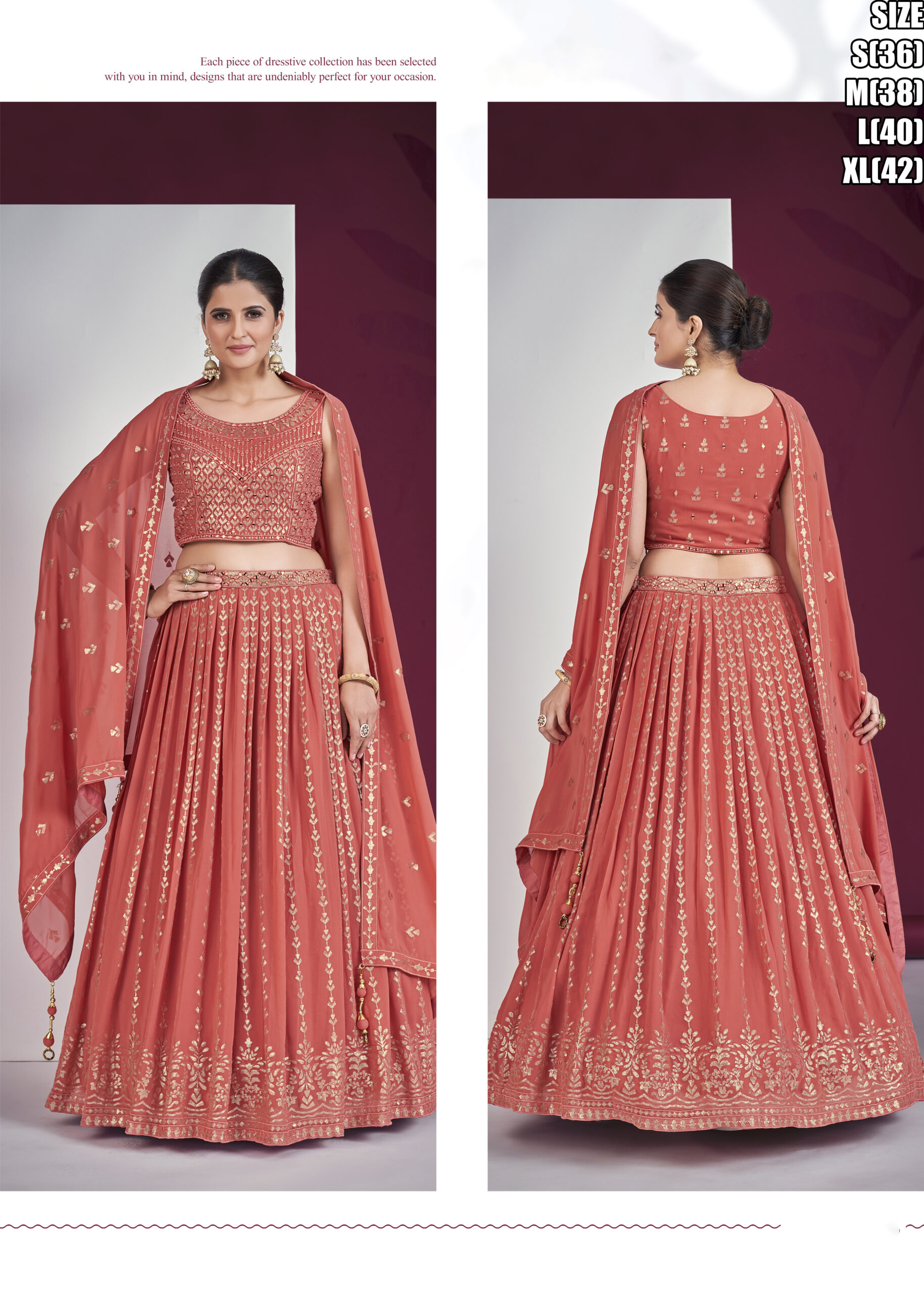 Readymade Embroidered Georgette Party Wear Lehenga
